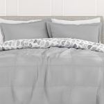 Gray bedding set with patterned duvet cover