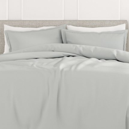 3-Piece Solid Color Duvet Set - Silver, Full/Queen